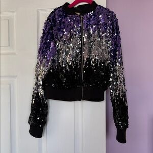 H&M Kids Sequin Bomber Jacket - Purple and Black
